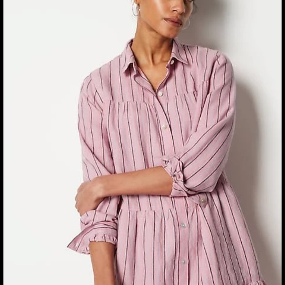 J Jill tiered linen shirt dress - size small